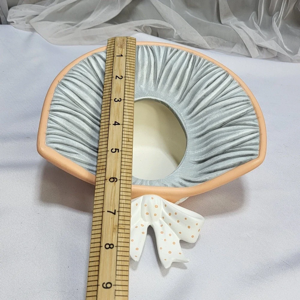 Handmade Pocket Planter Vase Prairie Bonnet Ribbon Hat Ceramic Pottery Home Deco